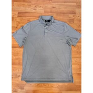 RLX Golf Ralph Lauren Gray White Striped Short Sleeve Wicking Polo Shirt Large